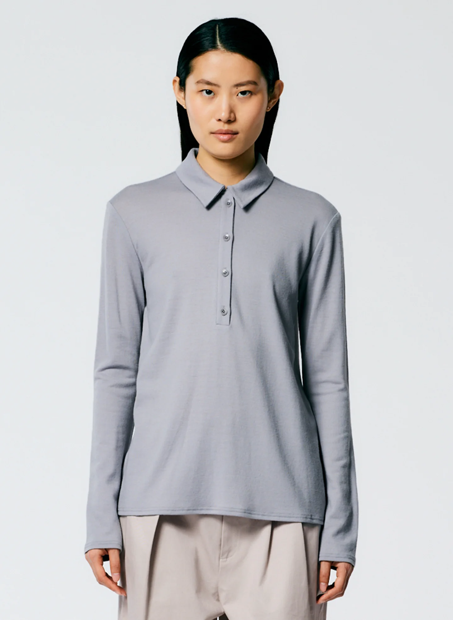 Wool Jersey Slim Polo Top - Image 5