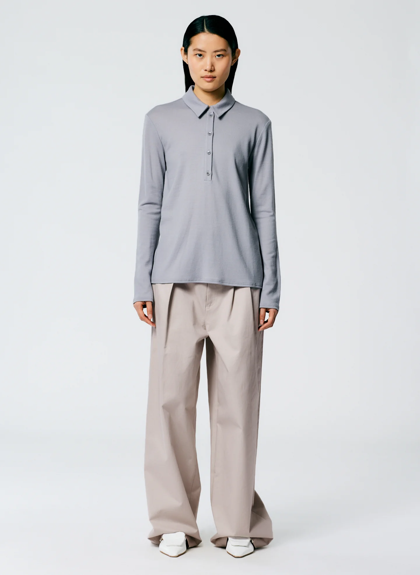 Wool Jersey Slim Polo Top - Image 6