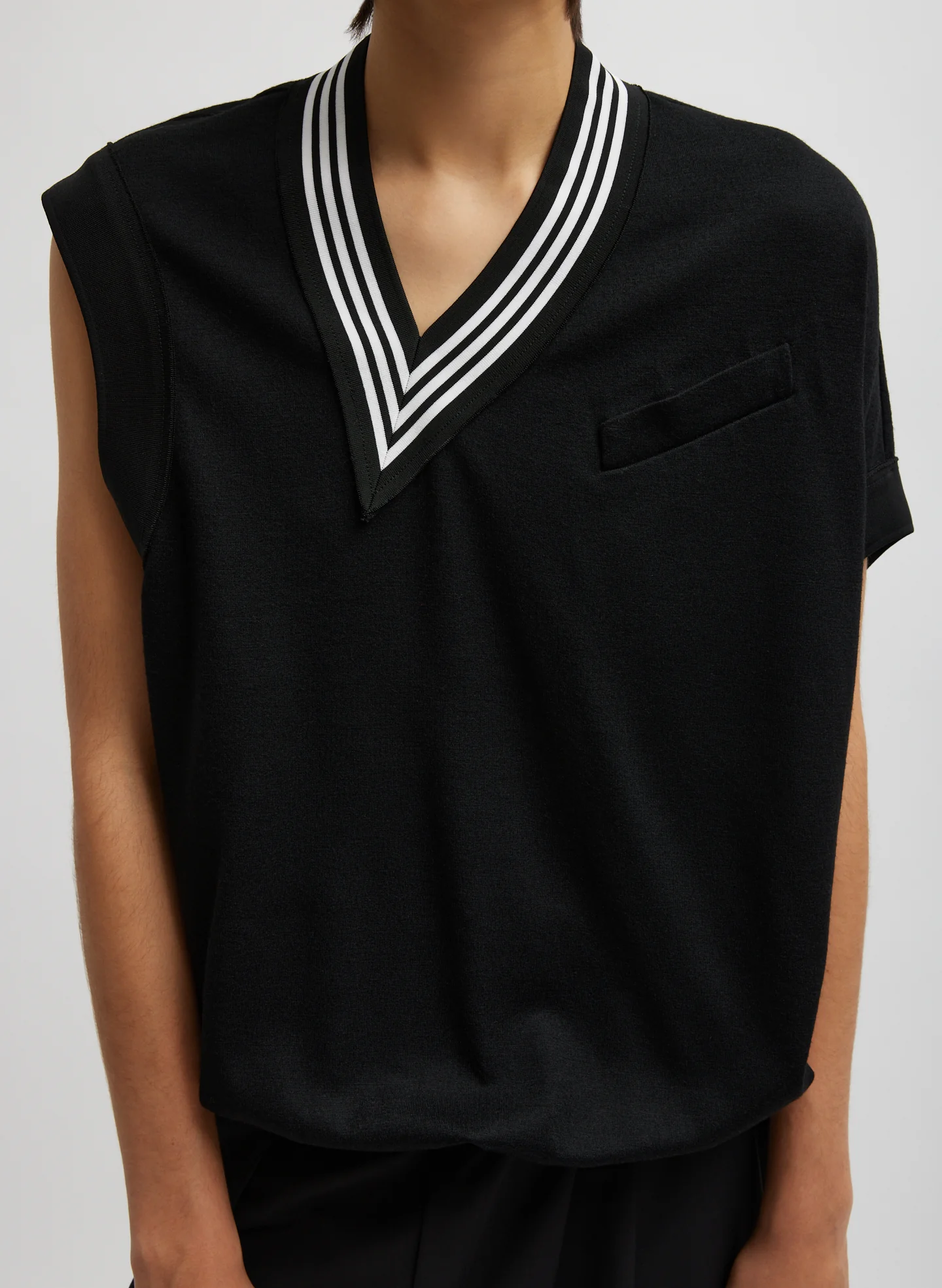 Wool Jersey V-Neck Tennis Vest