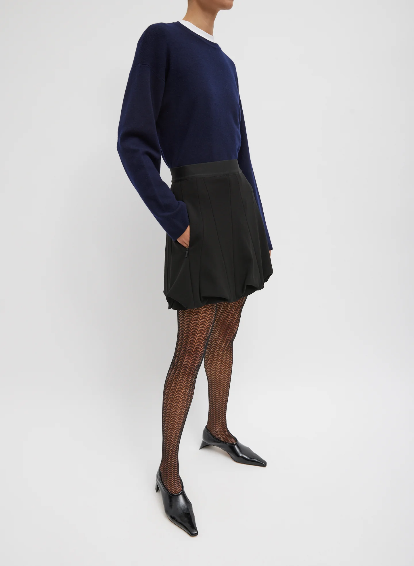 Wren Crepe Knit Short Tucked Skirt - Image 5
